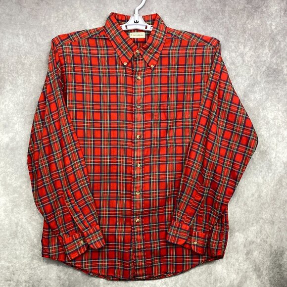 Vintage CREIGHTON Button Down Shirt Men L 16-16.5 Red Plaid Classic 70's-80's - Picture 2 of 9